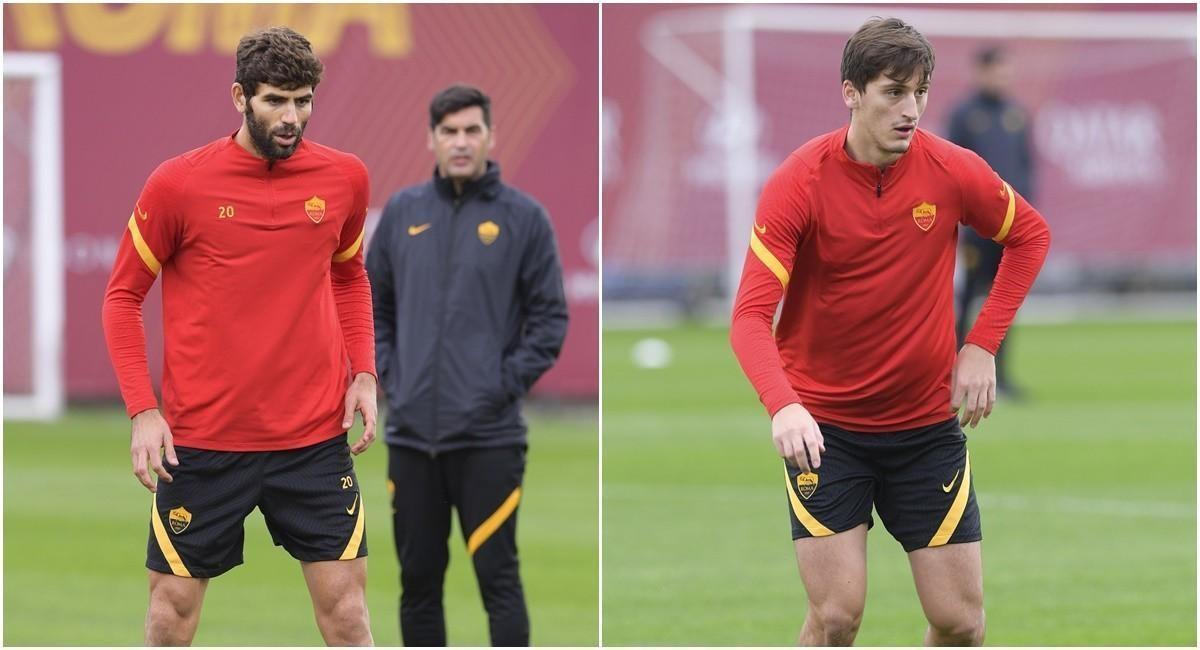 Fazio e Kumbulla a Trigoria, di LaPresse