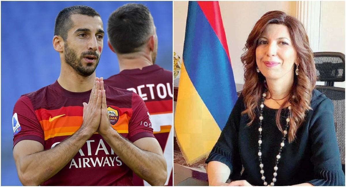 Henrikh Mkhitaryan e l'ambasciatrice armena in Italia Tsovinar Hambardzumyan