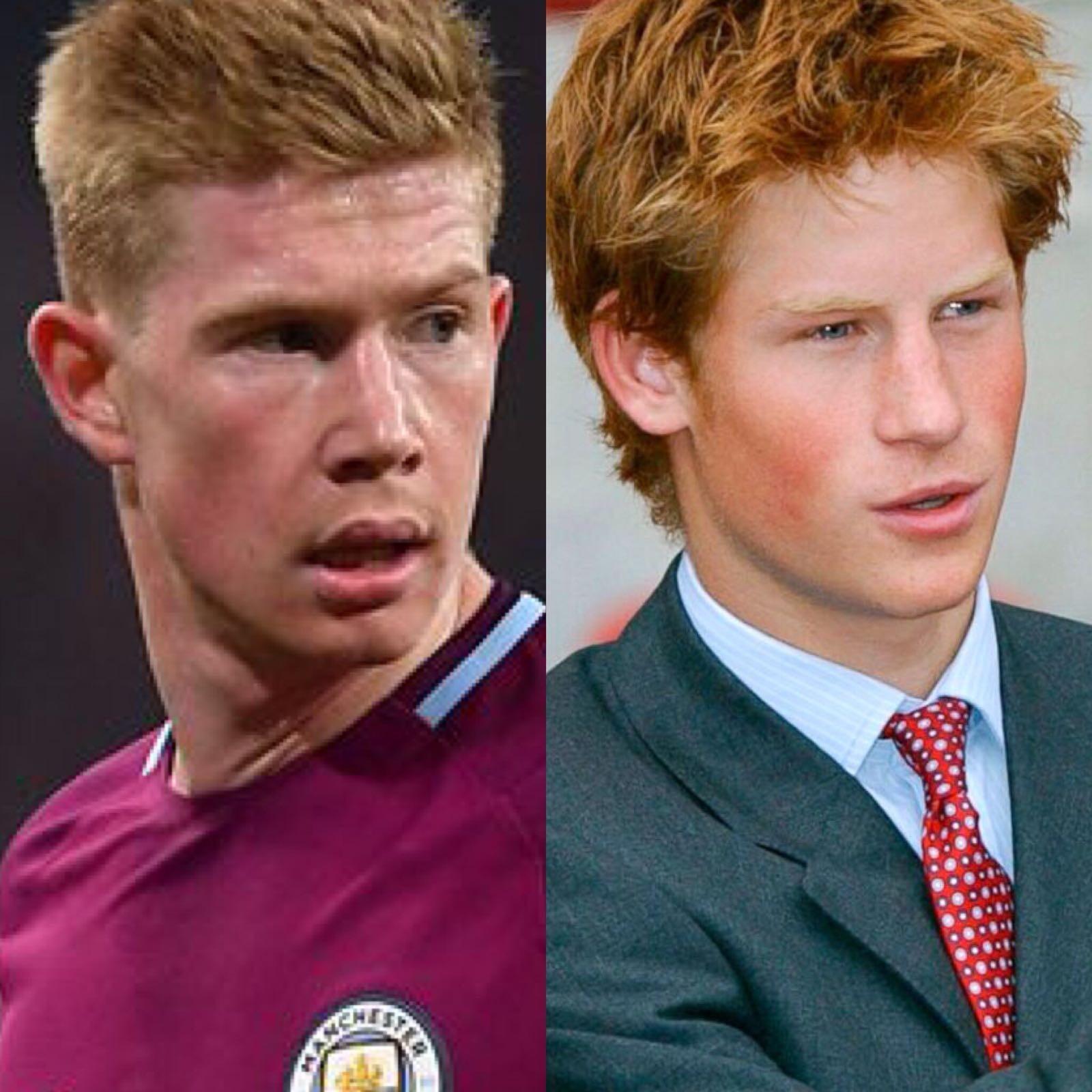 Kevin De Bruyne, stella del Belgio, è identico al principe Harry (da giovane). Anche il belga, con il City, si è candidato per un ruolo da protagonista in Inghilterra