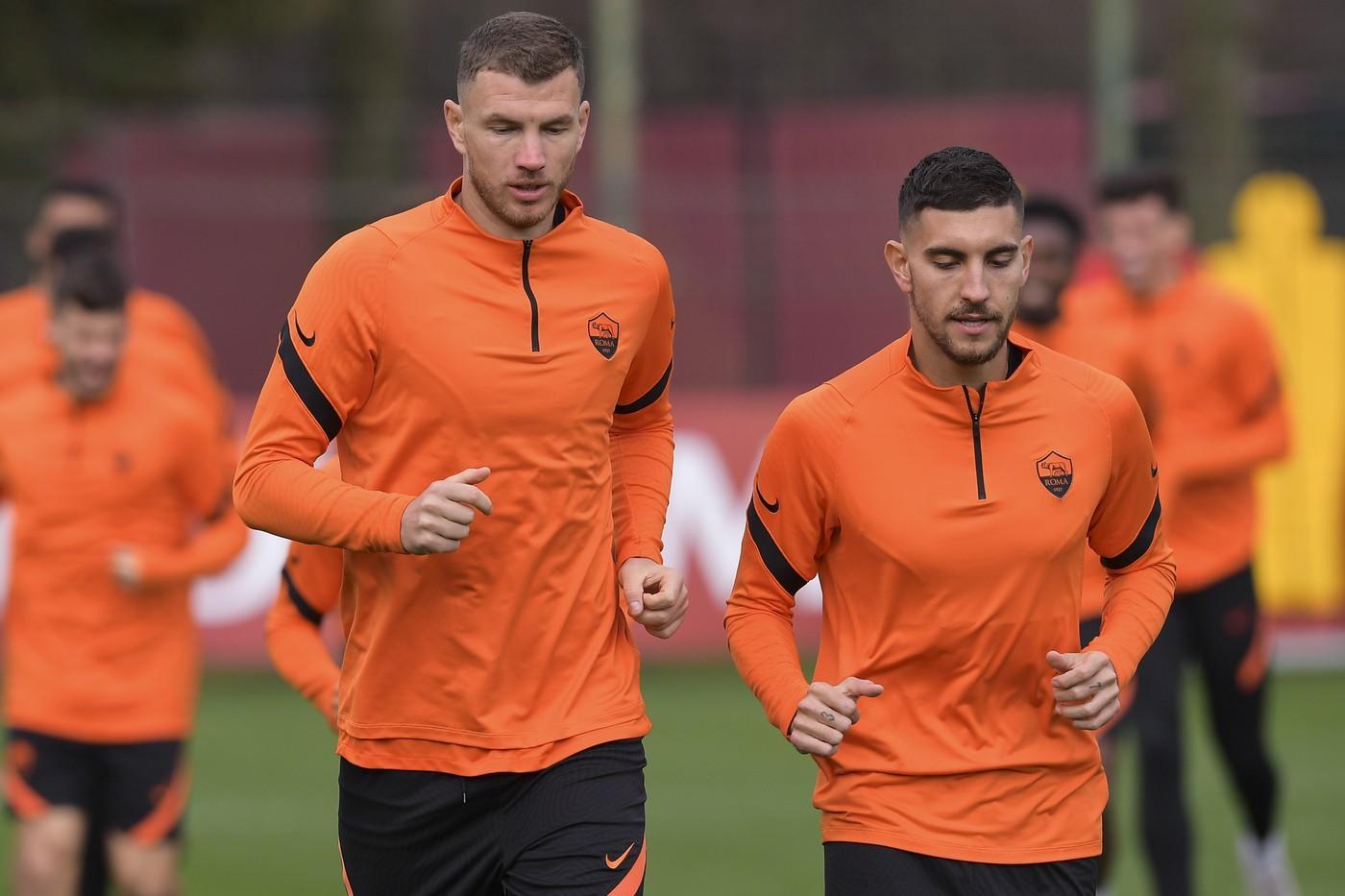 Dzeko e Pellegrini a Trigoria, di LaPresse