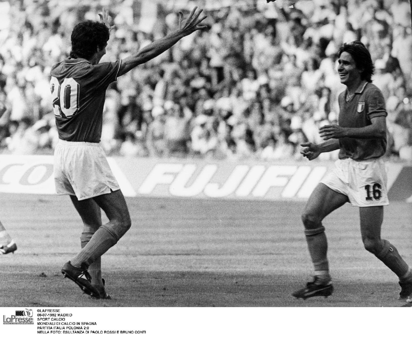 Paolo Rossi e Bruno Conti nella finale di Madrid, di LaPresse