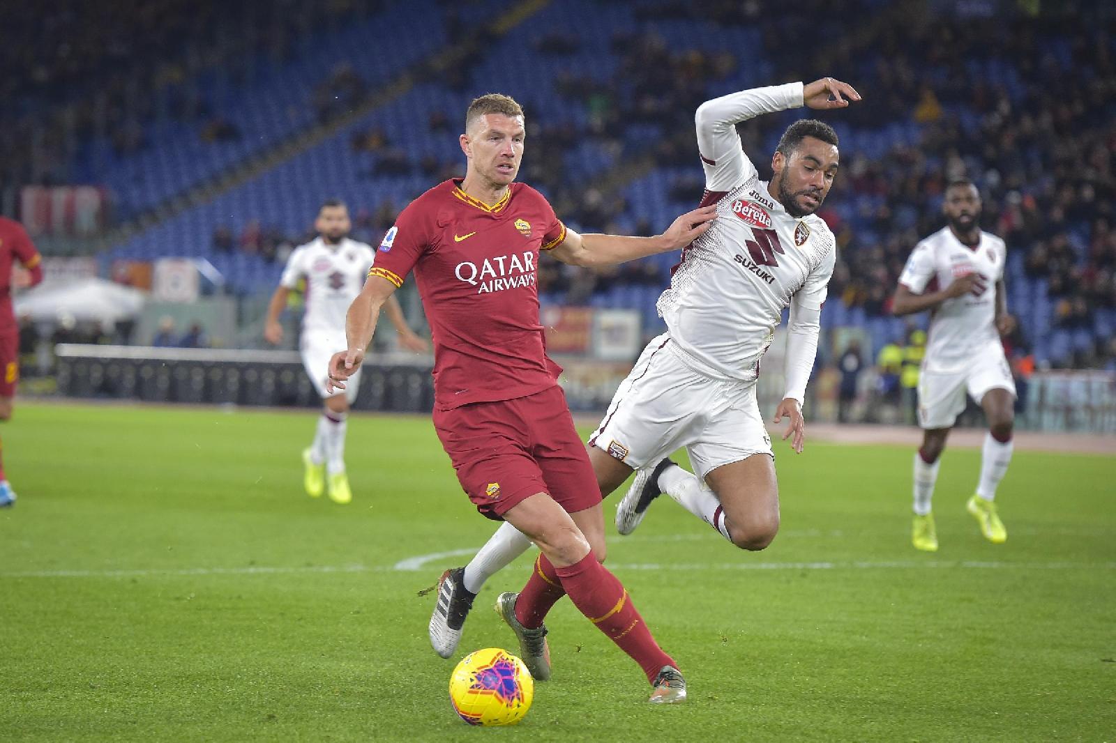 Dzeko in campo all'Olimpico contro il Torino nella scorsa stagione, di LaPresse