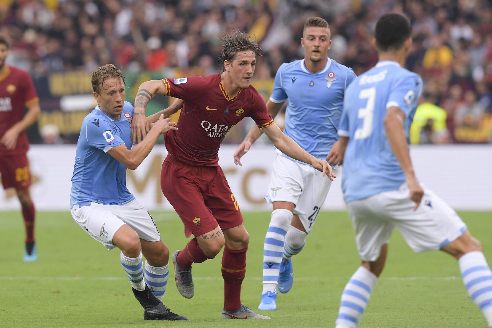 Zaniolo in campo nel derby del primo settembre 2019, di LaPresse