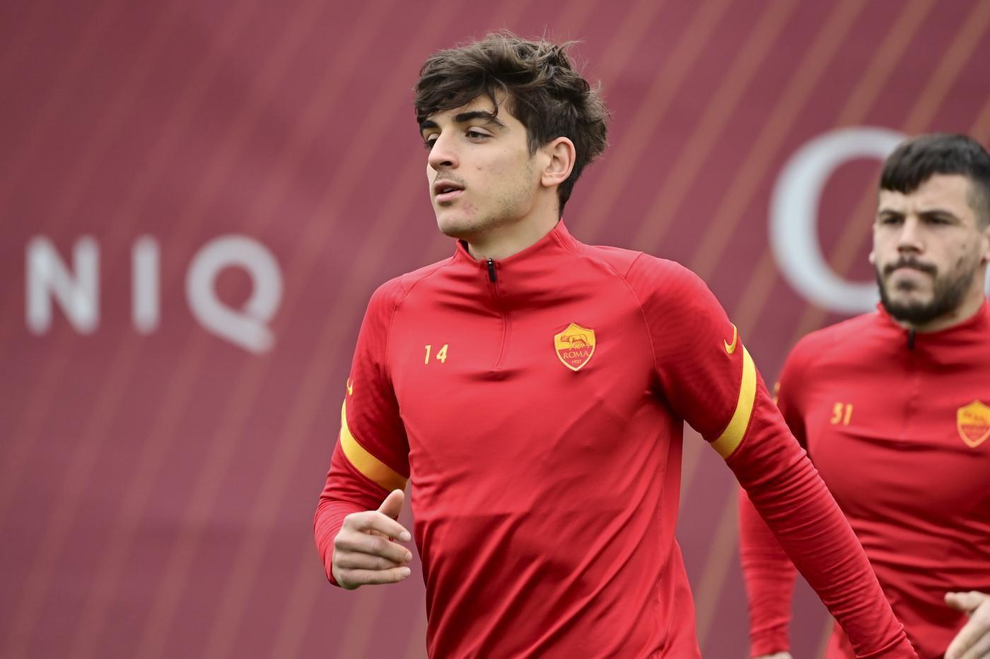 Gonzalo Villar nell'allenamento a Trigoria, di LaPresse