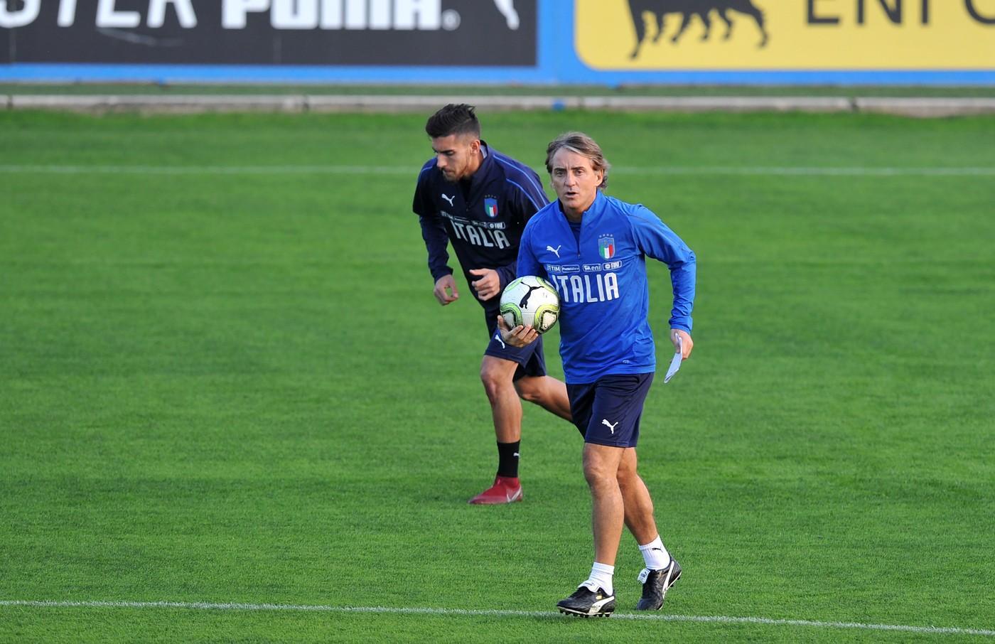 Roberto Mancini e Lorenzo Pellegrini, di LaPresse