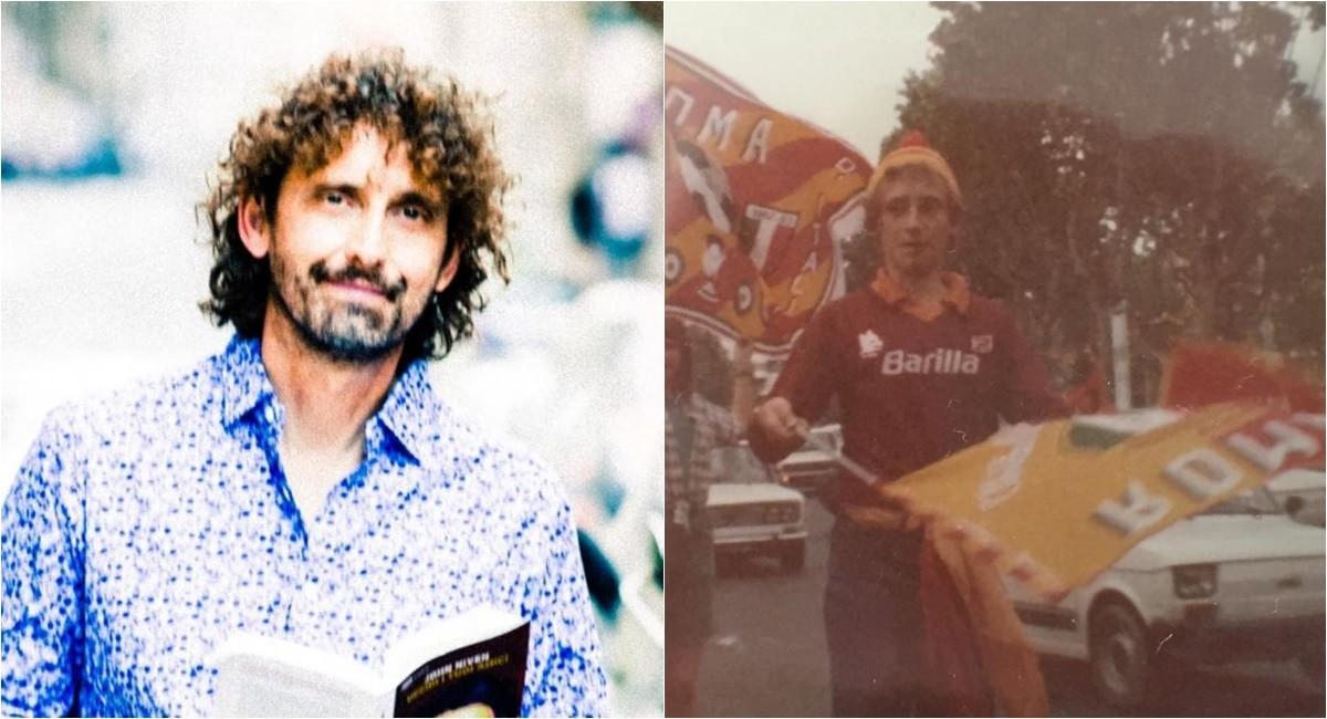 Filippo Roma, come lo conosciamo dalla tv e a 13 anni, il 15 maggio 1983 mentre celebra il secondo scudetto della Roma.