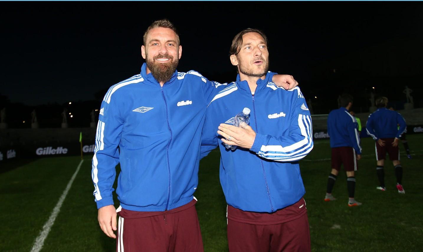 Totti e De Rossi ieri allo Stadio dei Marmi, di Mancini