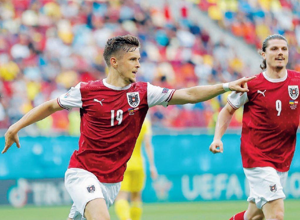 Christoph Baumgartner, autore del gol decisivo per gli austriaci nella sfida di ieri contro l’Ucraina