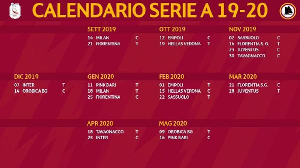 Roma Femminile Il Calendario Del Campionato 2019 20 Si Parte In Casa Col Milan calendario serie a 2021 22 femminile