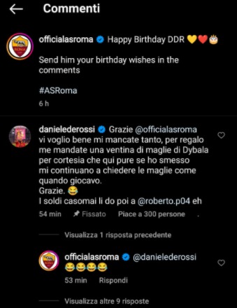 Risposta de rossi alla Roma compleanno