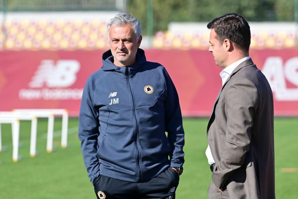 Mourinho con Tiago Pinto a Trigoria (As Roma via Getty Images) 