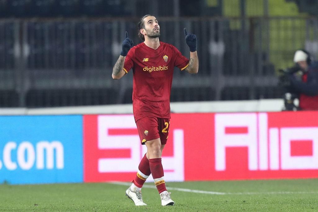 Oliveira esulta dopo il gol all'Empoli (As Roma via Getty Images) 