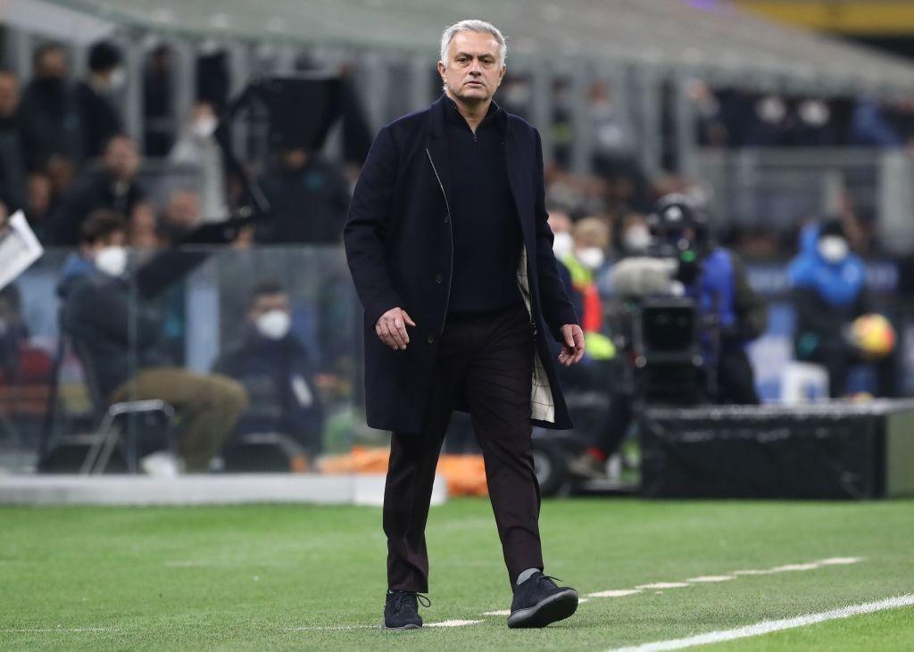 Mourinho a San Siro nella sfida contro l'Inter di Coppa Italia (As Roma via Getty Images)