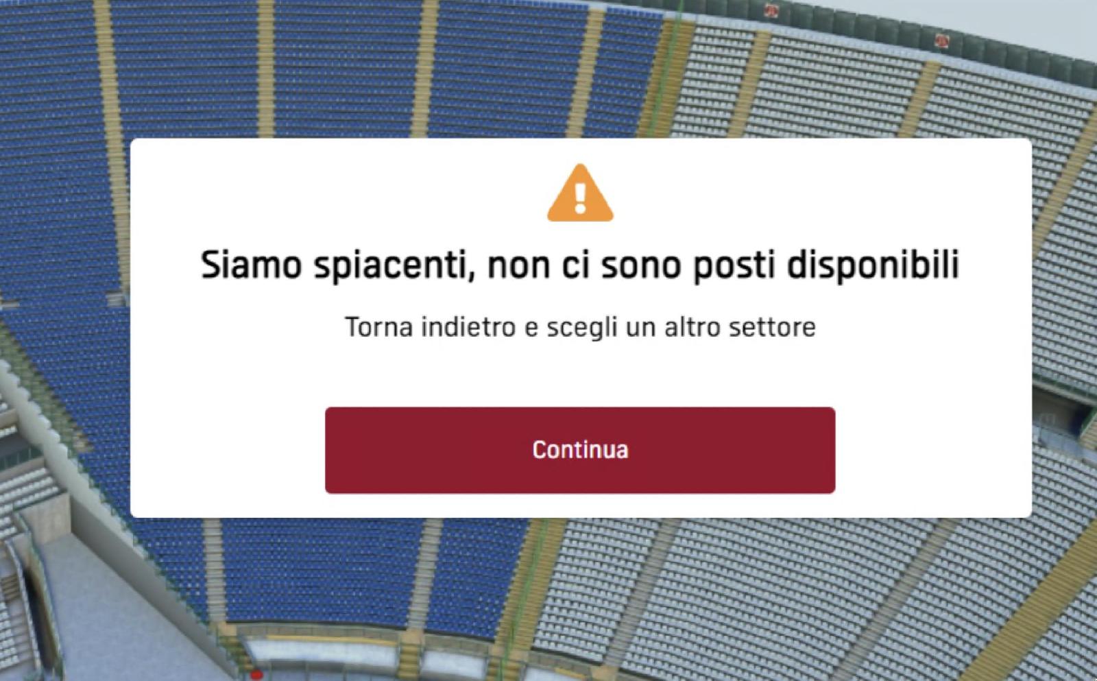 Screen dal sito della Roma in fase di acquisto di un abbonamento 