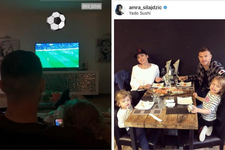 FOTO - Dzeko, serata di relax: sushi in famiglia, poi la Champions in TV