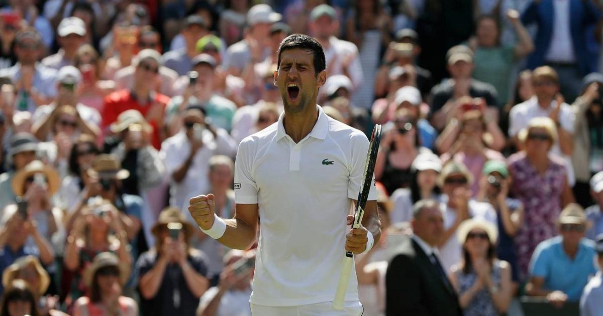 L'esultanza di Novak Djokovic che in finale ha battuto Roger Federer 