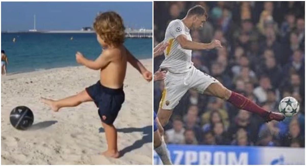 FOTO - Tale padre, tale figlio: Dani Dzeko imita il gol contro il Chelsea di papà Edin