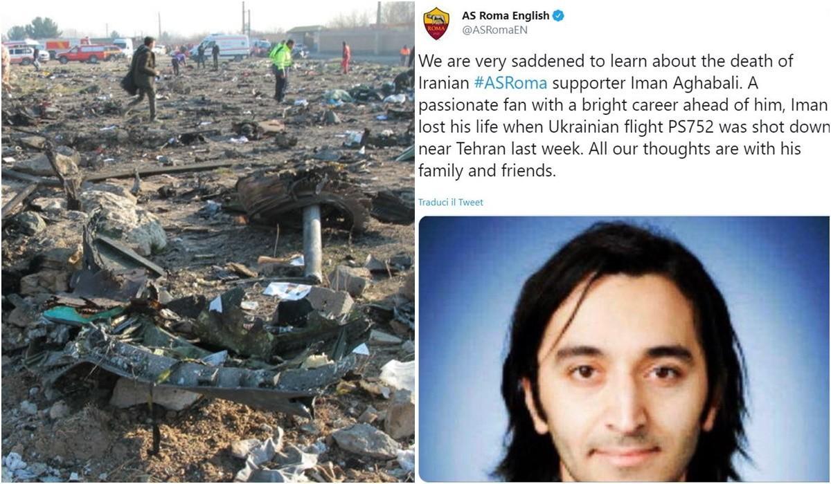 FOTO - Aereo caduto in Iran, tra le vittime un tifoso della Roma: il cordoglio del club