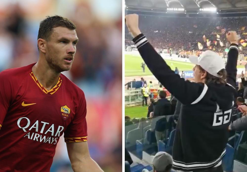 VIDEO - Roma-Lazio, Zaniolo allo stadio esulta come un tifoso al gol di Dzeko