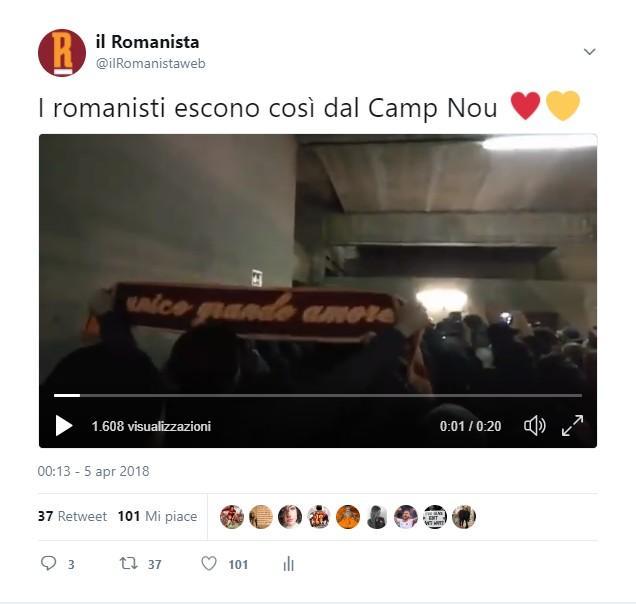 VIDEO - L'uscita dei tifosi della Roma sulle note di 
