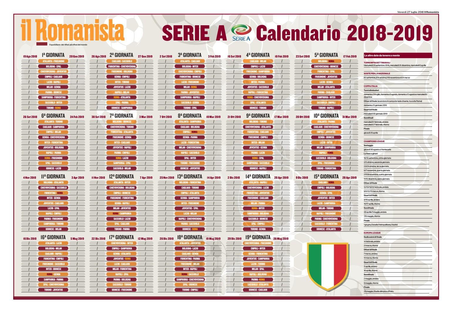 Scarica Il Calendario Della Serie A E Lo Sfondo Per Il Cellulare Con Tutte Le Partite