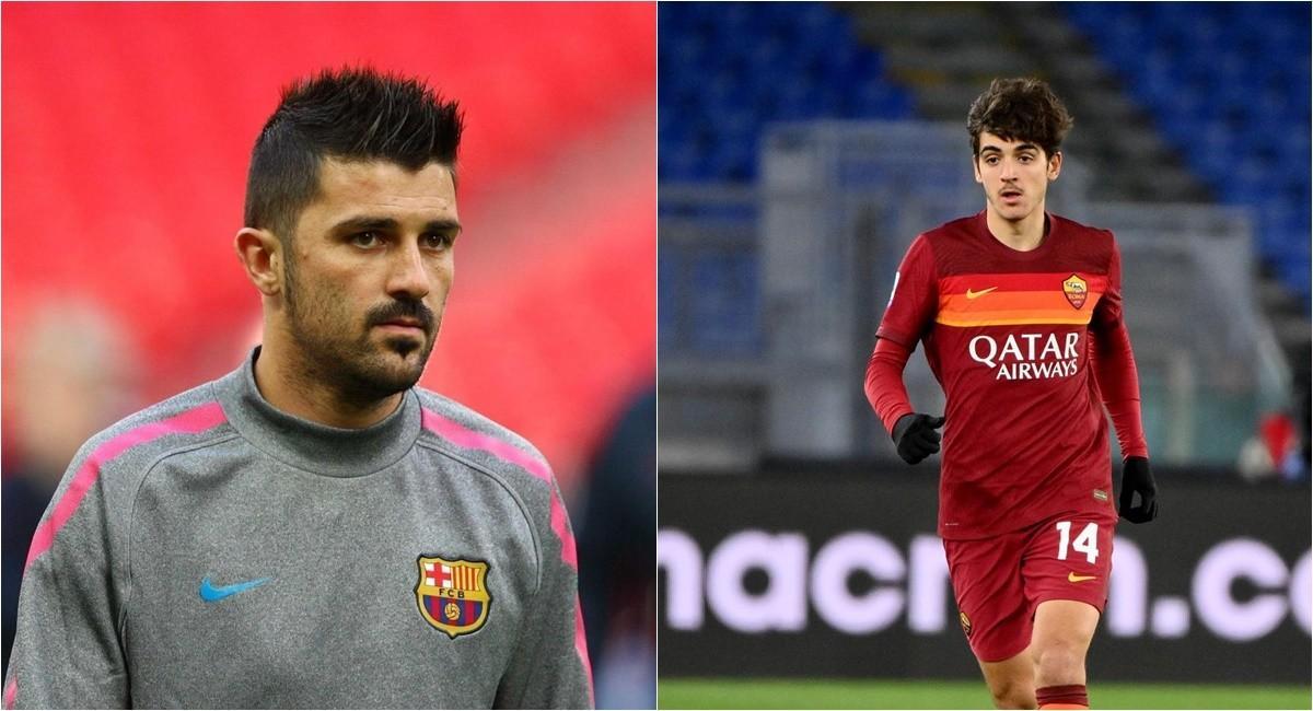 A sinistra: David Villa ai tempi del Barcellona; a destra: Gonzalo Villar, di LaPresse
