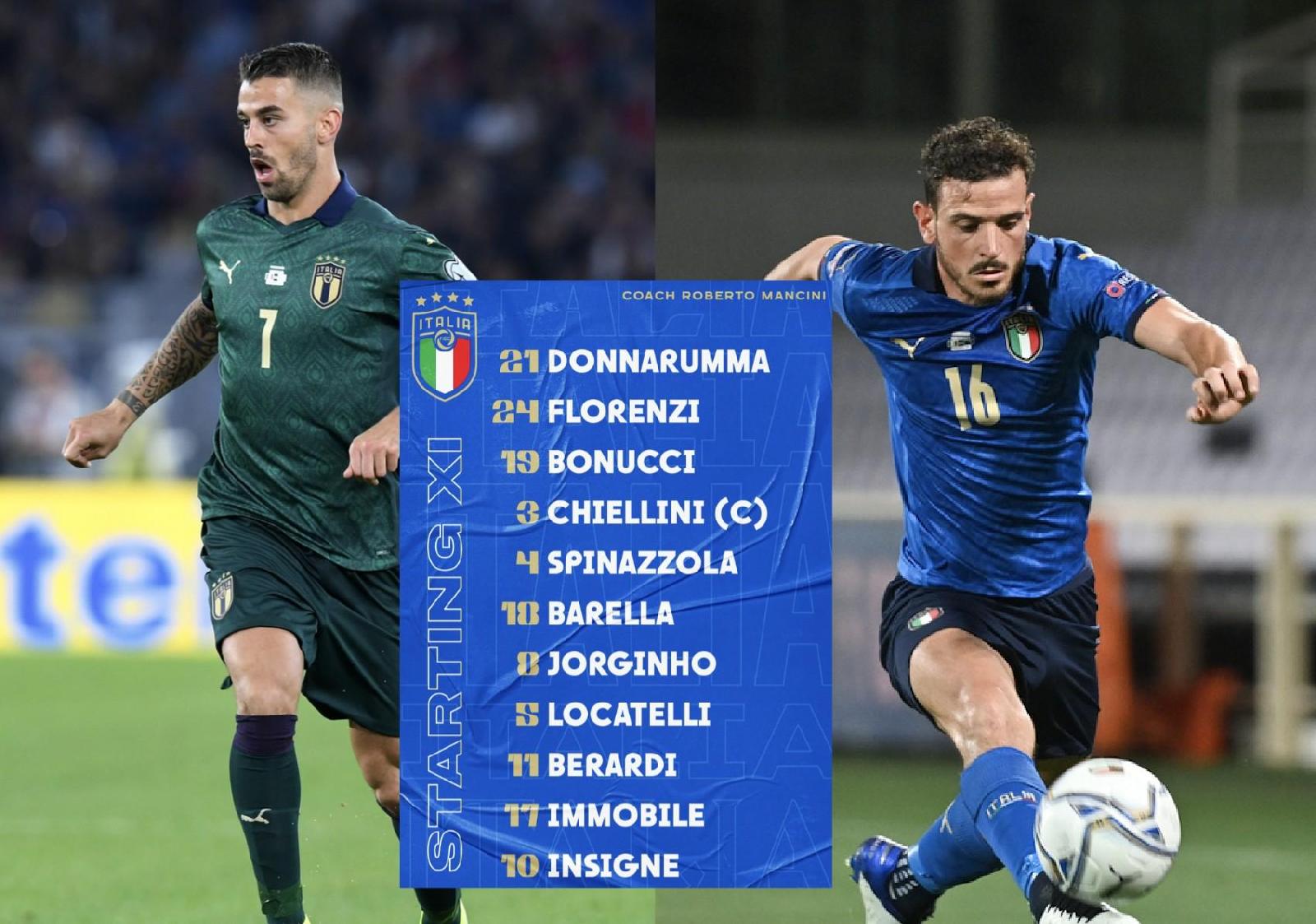 Italia-Repubblica Ceca 4-0: in campo Cristante, Florenzi e Spinazzola