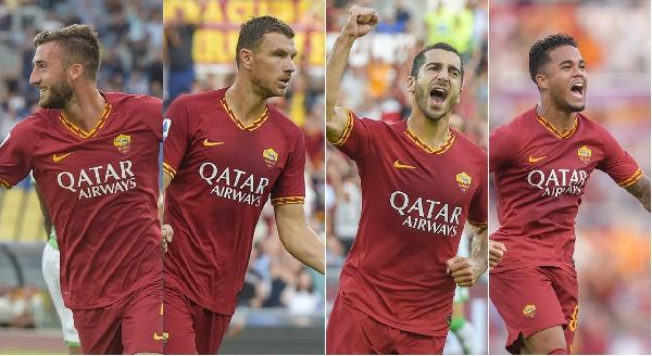 FOTO - La Roma ne fa quattro: le esultanze di Cristante, Dzeko, Mkhitaryan e Kluivert ©LaPresse