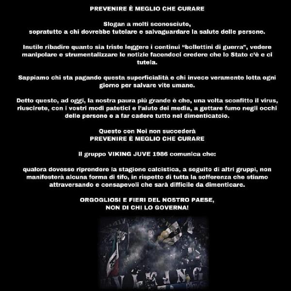 Comunicato ultras Juventus