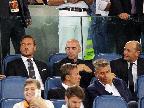 Francesco Totti in tribuna con Monchi e Baldissoni 
