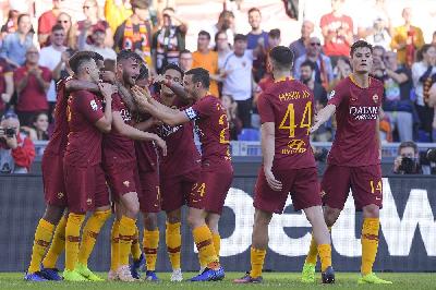 La Roma esulta all'Olimpico
