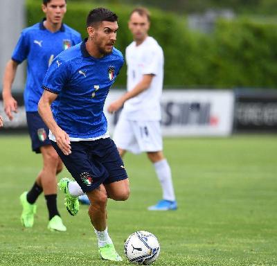 Lorenzo Pellegrini in un test amichevole con la maglia della Nazionale @ Getty Images