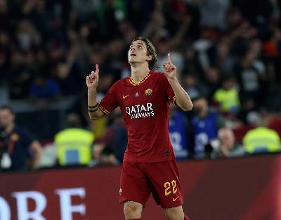 Zaniolo esulta dopo l'ultimo gol segnato al Milan in campionato, il 27 ottobre 2019 @Getty Images