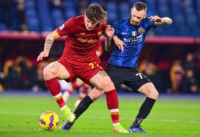 Zaniolo in campo contro l'Inter (AS Roma via Getty Images)