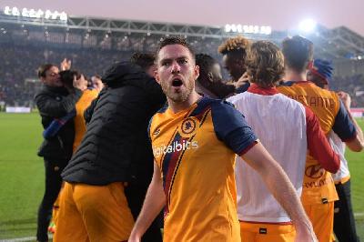 Veretout festeggia al termine di Atalanta-Roma (AS Roma via Getty Images)