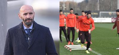 FOTO - Trigoria: Monchi osserva la squadra in allenamento FOTO - Trigoria: Monchi osserva la squadra in allenamento