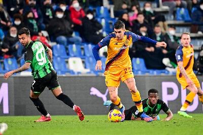 Gianluca Mancini contro il Sassuolo (As Roma via Getty Images)