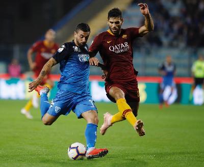 Caputo nella partita di andata contro la Roma