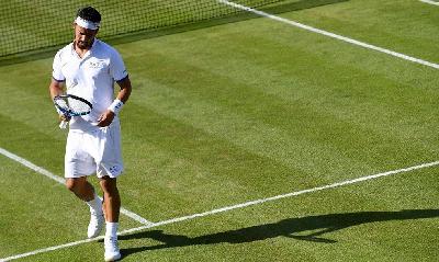 Fabio Fognini in campo a Wimbledon