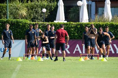 I giallorossi a lavoro a Trigoria