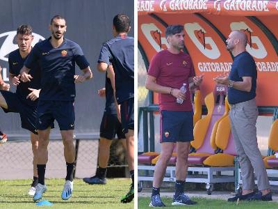 FOTO - Trigoria: primo allenamento per Zappacosta, Petrachi a colloquio con Fonseca FOTO - Trigoria: primo allenamento per Zappacosta, Petrachi a colloquio con Fonseca
