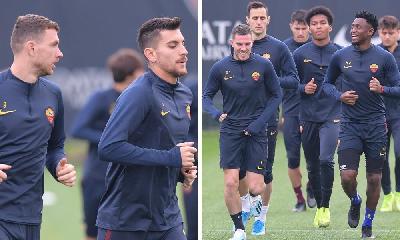 FOTO - Dzeko-Pellegrini, c'è intesa anche in allenamento. Diawara scherza con Veretout FOTO - Dzeko-Pellegrini, c'è intesa anche in allenamento. Diawara scherza con Veretout