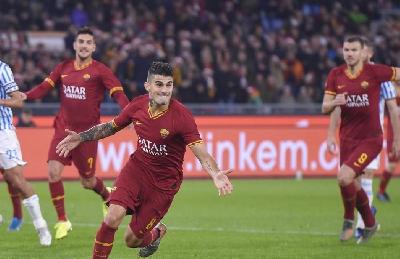 Perotti esulta dopo il gol contro la Spal