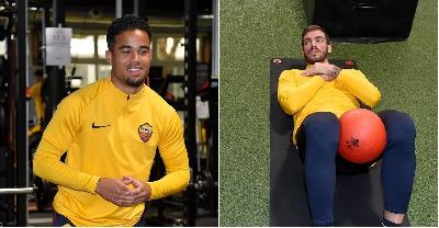 FOTO - La Roma si prepara in vista del Parma: in gruppo anche Santon e Kluivert FOTO - La Roma si prepara in vista del Parma: in gruppo anche Santon e Kluivert