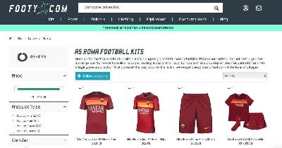 La maglia della Roma della stagione 2020/2021 in vendita sul sito footy.com