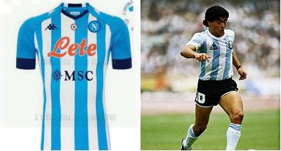 FOTO - Napoli-Roma, azzurri in campo con una maglia ispirata all'Argentina di Maradona