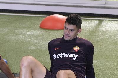 Diego Perotti in palestra a Trigoria