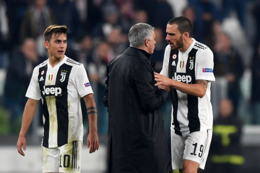 José Mourinho a colloquio con Leonardo Bonucci