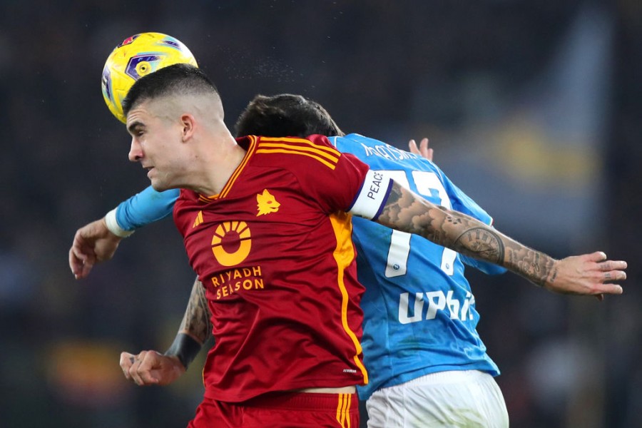 Mancini e Kvaratskhelia durante Roma-Napoli