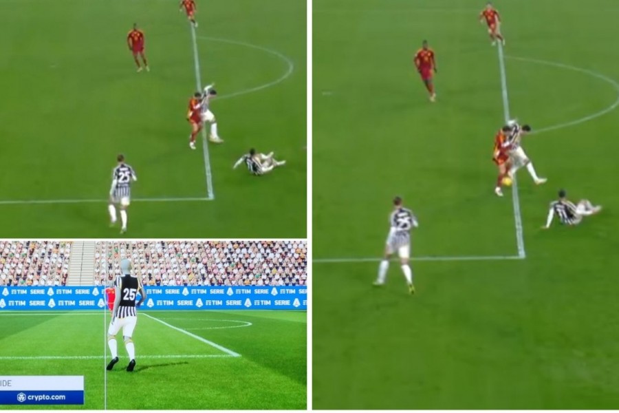 Frame a confronto nel momento in cui Rabiot riceve il pallone del gol